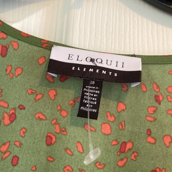 Eloquii Elements green patterned peplum dress Sz 18 new - Picture 6 of 6